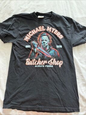 Comfort Colors Black Michael Myers Butcher Shop Graphic Tee